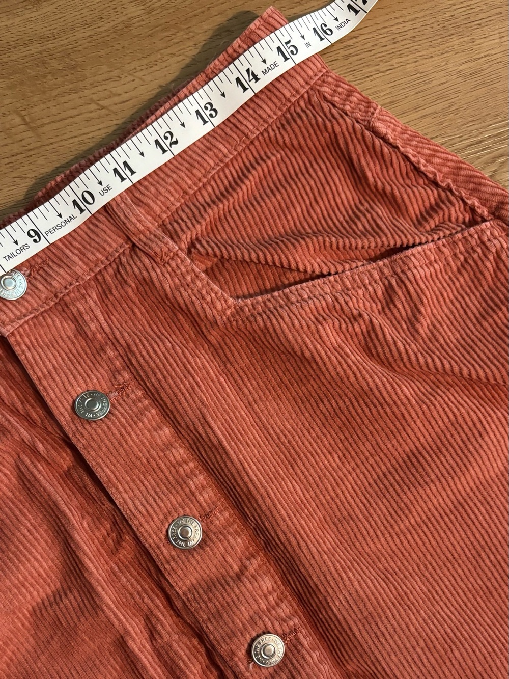 Free People Ray Cord Mini Skirt Myrrh Terracotta Size 8 - Picture 10 of 12